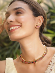 Exquisite Gold-Plated Necklace Set Adorned with Sparkling Stones